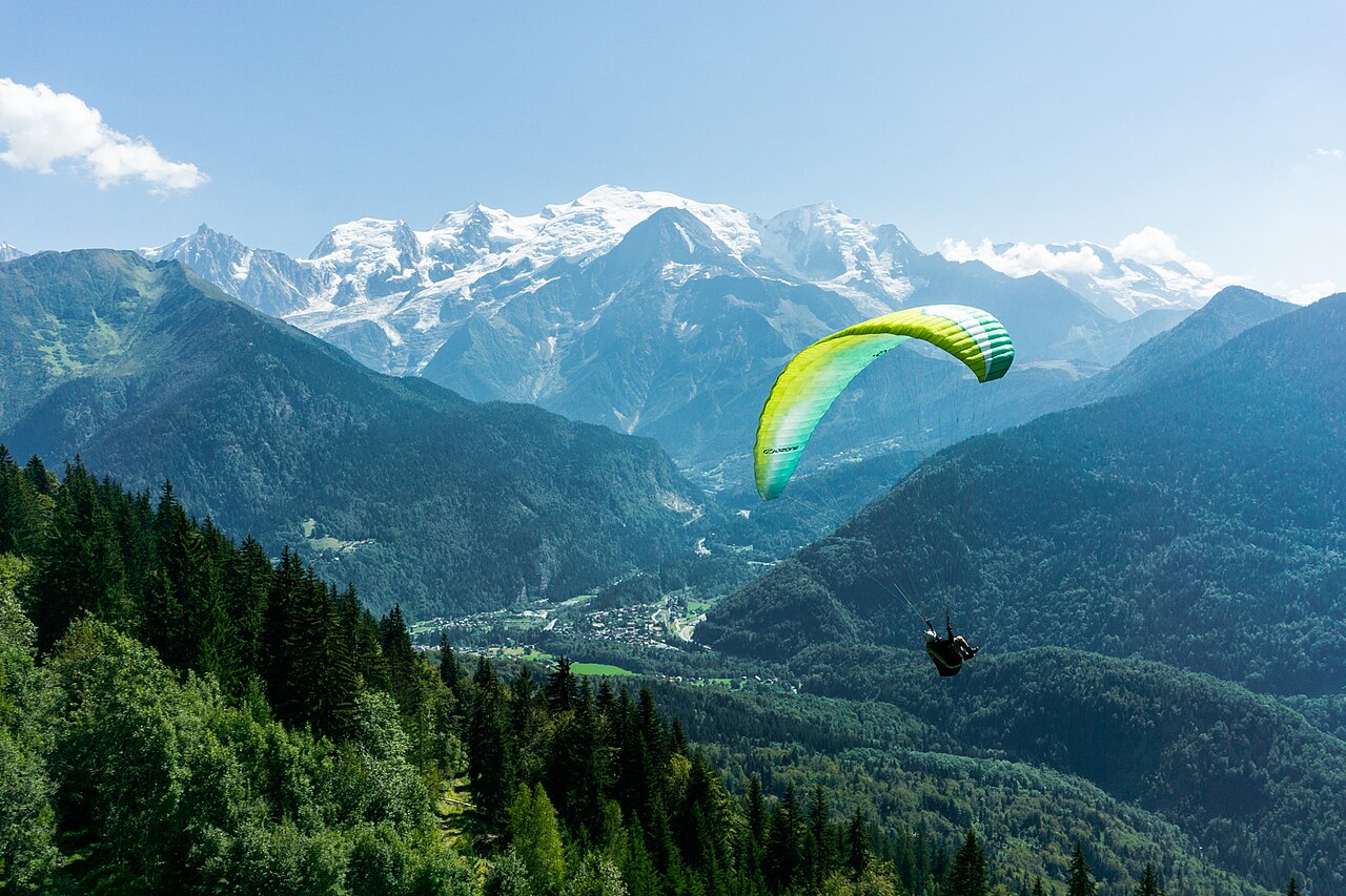Paraglider In Front Of Mont Blanc – Les Carroz-d'Arâches